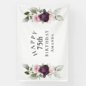 Elegante Waterverf Botanische 75e Verjaardag Spandoek (Verticaal)