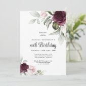 Elegante Waterverf Botanische 80e Verjaardag Invit Kaart (Staand voorkant)