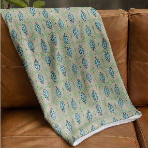 Elegante waterverf botanische bladeren groen fleece deken