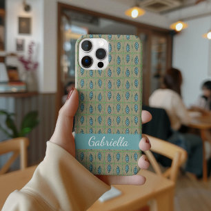 Elegante waterverf botanische bladeren groen naam iPhone 15 pro case