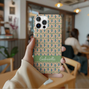 Elegante waterverf botanische bladeren groen naam iPhone 15 pro case