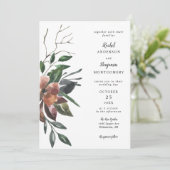 Elegante waterverf botanische bloemen chique bruil kaart (Staand voorkant)