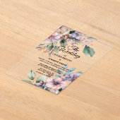 Elegante Waterverf botanische bloemenbruiloft Acryl Uitnodigingen (Laagn)