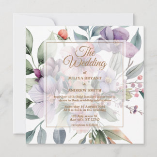 Elegante Waterverf botanische bloemenbruiloft Kaart