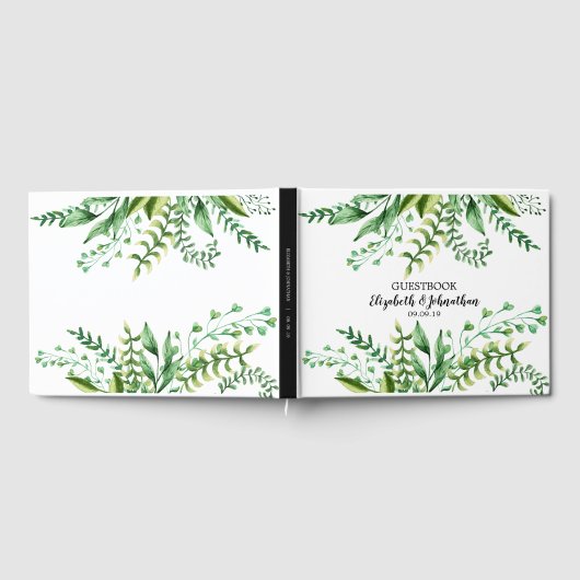 Elegante Waterverf Botanische bruiloft gastenboek (Volledig)