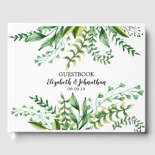 Elegante Waterverf Botanische bruiloft gastenboek (Voorkant)