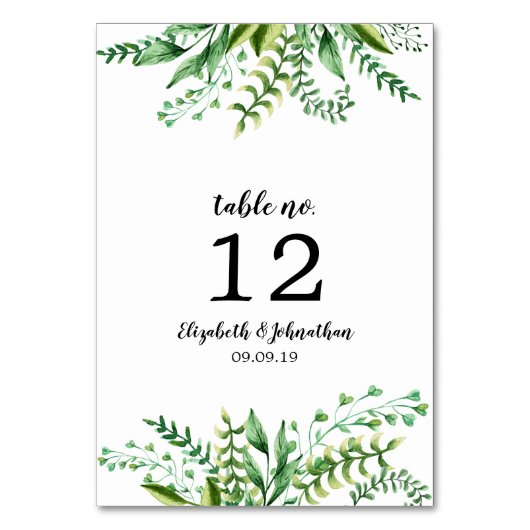 Elegante Waterverf Botanische bruiloft receptie Kaart (Voorkant)