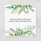 Elegante Waterverf Botanische bruiloft RSVP Insert Informatiekaartje (Achterkant)