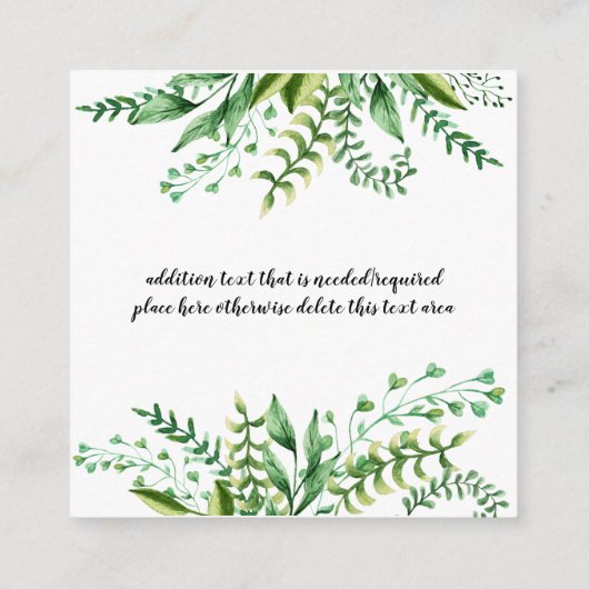 Elegante Waterverf Botanische bruiloft RSVP Insert Informatiekaartje (Achterkant)