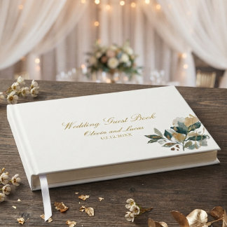 Elegante waterverf botanische eucalyptus goud groe gastenboek