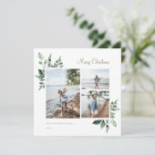 Elegante waterverf botanische groene foto feestdagenkaart (Staand voorkant)