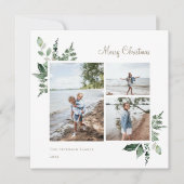 Elegante waterverf botanische groene foto feestdagenkaart (Voorkant)