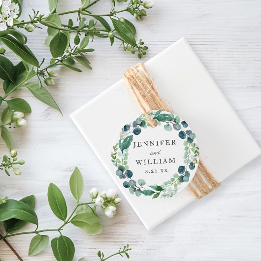 Elegante Waterverf Botanische Groene Huwelijk Bedankjes Labels