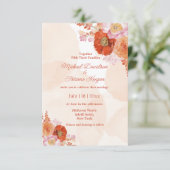 Elegante waterverf botanische oranje chique bruilo kaart (Staand voorkant)