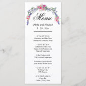 Elegante waterverf botanische roze rozen lavendel menu (Voorkant)