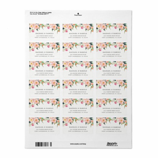 Elegante Waterverf Botanische Tuin Bloemen Etiket (Full Sheet)