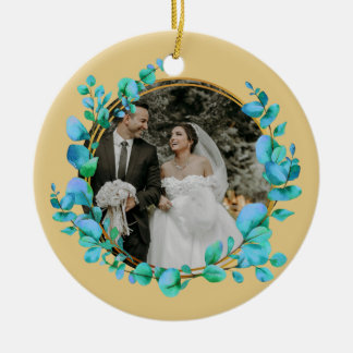 Elegante waterverf botanische voor trouwfoto keramisch ornament