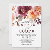 Elegante waterverf Bourgogne Bouquet Bloemenbruilo Kaart (Voorkant)