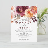 Elegante waterverf Bourgogne Bouquet Bloemenbruilo Kaart (Staand voorkant)