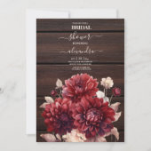 Elegante Waterverf Bourgondië Dahlia Bridal Kaart (Voorkant)