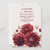 Elegante Waterverf Bourgondië Dahlia bruiloft Kaart (Voorkant)