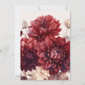 Elegante Waterverf Bourgondië Dahlia bruiloft Kaart (Achterkant)