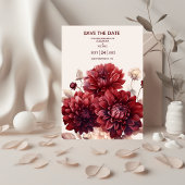 Elegante Waterverf Bourgondië Dahlia bruiloft Save The Date
