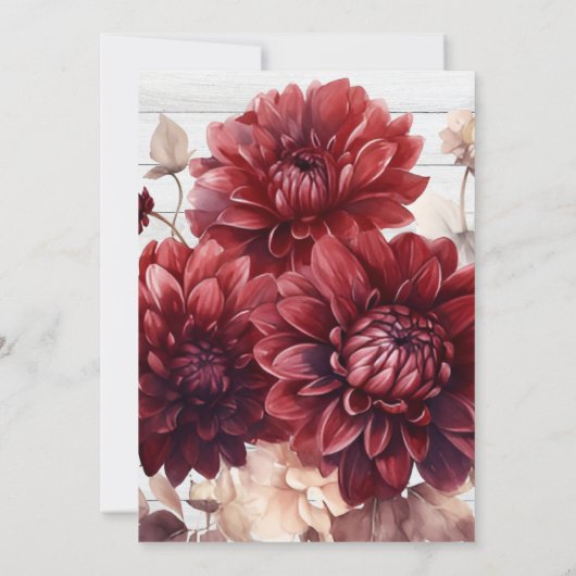 Elegante Waterverf Bourgondië Dahlia bruiloft Save The Date (Achterkant)