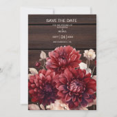 Elegante Waterverf Bourgondië Dahlia bruiloft Save The Date (Voorkant)