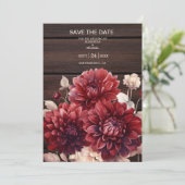 Elegante Waterverf Bourgondië Dahlia bruiloft Save The Date (Staand voorkant)