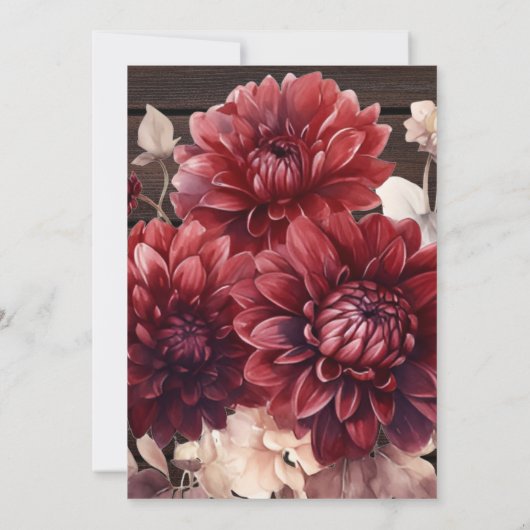 Elegante Waterverf Bourgondië Dahlia bruiloft Save The Date (Achterkant)