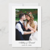 Elegante Waterverf Bourgondië Floral foto bruiloft Kaart (Achterkant)