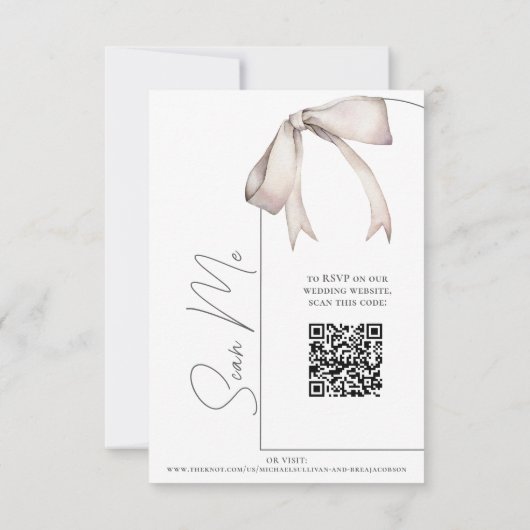 Elegante Waterverf Bow Modern Arch Wedding RSVP (Achterkant)