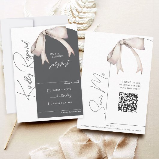 Elegante Waterverf Bow Modern Arch Wedding RSVP