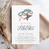 Elegante Waterverf Boy First Holy Communion Kaart