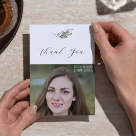 Elegante Waterverf Branch begrafenisfoto Bedankkaart