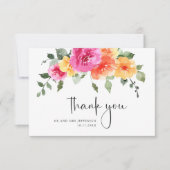 Elegante Waterverf Bright Flower Floral Bruiloft Bedankkaart (Voorkant)