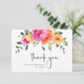 Elegante Waterverf Bright Flower Floral Bruiloft Bedankkaart (Staand voorkant)