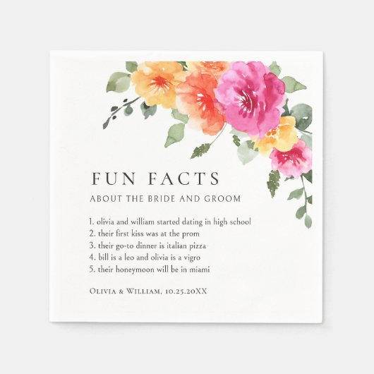 Elegante Waterverf Bright Flowers Bloemen Bloemen  Servet (Voorkant)