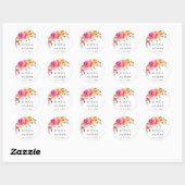 Elegante Waterverf Bright Flowers Bruiloft Ronde Sticker (Vel)