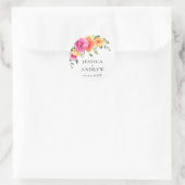 Elegante Waterverf Bright Flowers Bruiloft Ronde Sticker (Tas)