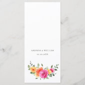 Elegante Waterverf Bright Flowers Trouwdiner Menu (Achterkant)