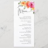 Elegante Waterverf Bright Flowers Trouwdiner Menu (Voorkant)