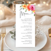 Elegante Waterverf Bright Flowers Trouwdiner Menu