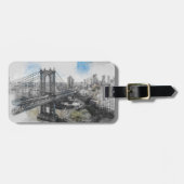 Elegante Waterverf Brooklyn Bridge NYC Bagagelabel (Voorkant horizontaal)