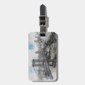Elegante Waterverf Brooklyn Bridge NYC Bagagelabel (Voorkant verticaal)