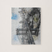 Elegante Waterverf Brooklyn Bridge NYC Legpuzzel (Verticaal)