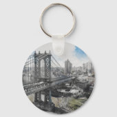 Elegante Waterverf Brooklyn Bridge NYC Sleutelhanger (Achterkant)