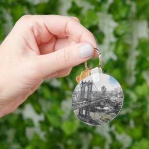 Elegante Waterverf Brooklyn Bridge NYC Sleutelhanger