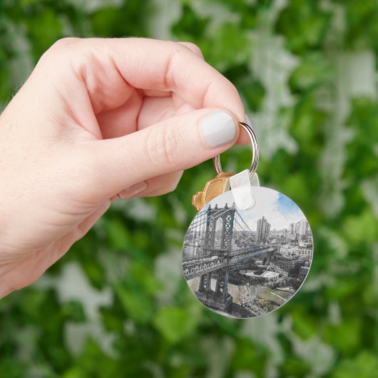 Elegante Waterverf Brooklyn Bridge NYC Sleutelhanger (Hand)